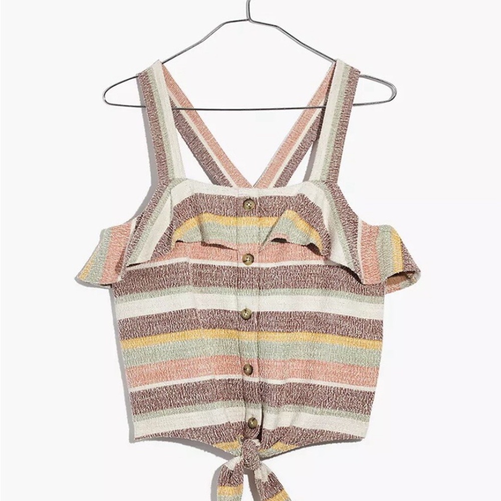 Madewell Texture & Thread Striped Cropped Top, Size M